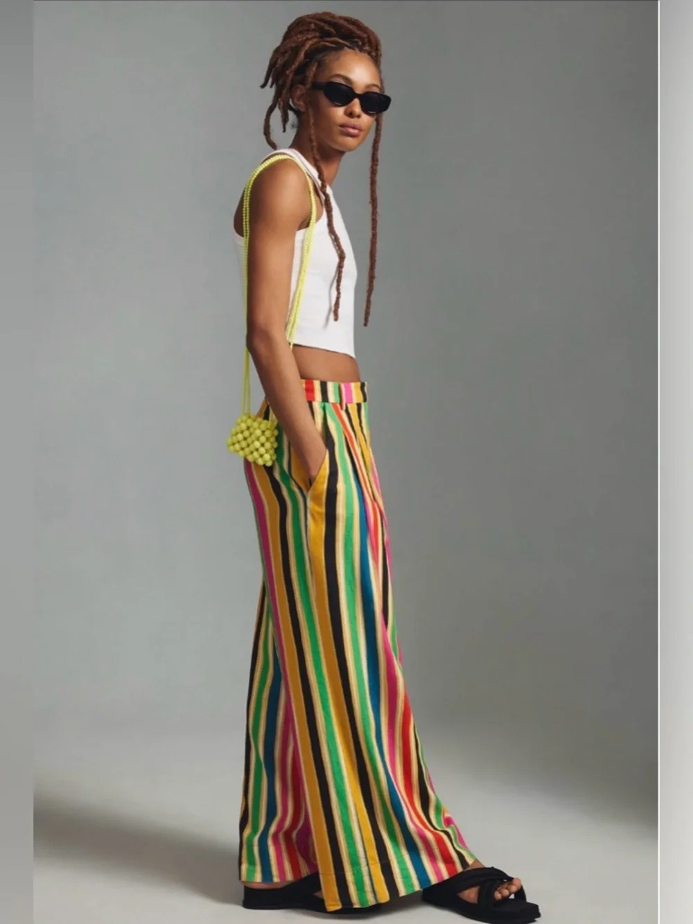 Anthropologie Farm Rio Rainbow Stripe Pants NWT Large - Picture 2 of 9